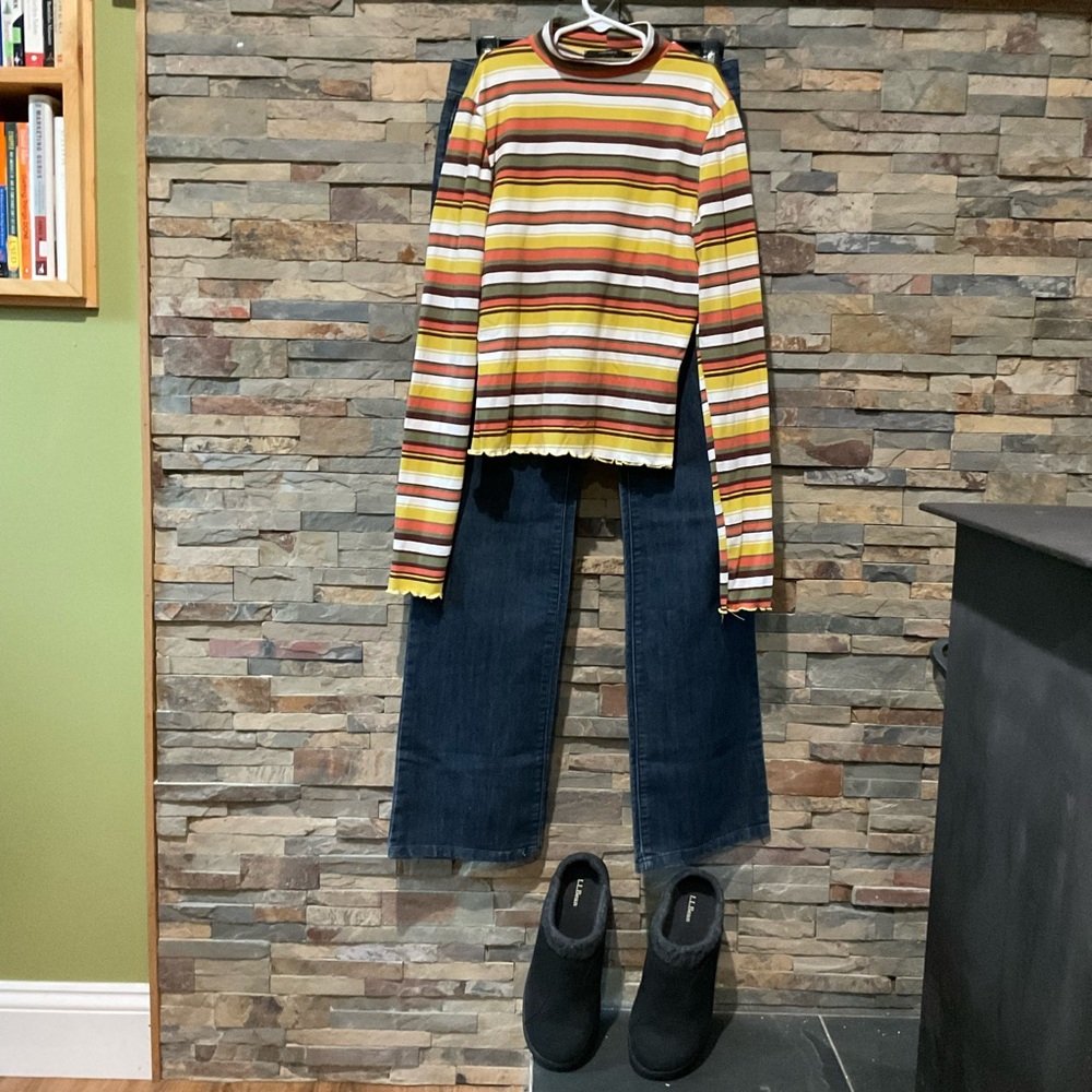 Forever 21 Multicolor Striped Moc NeckTop